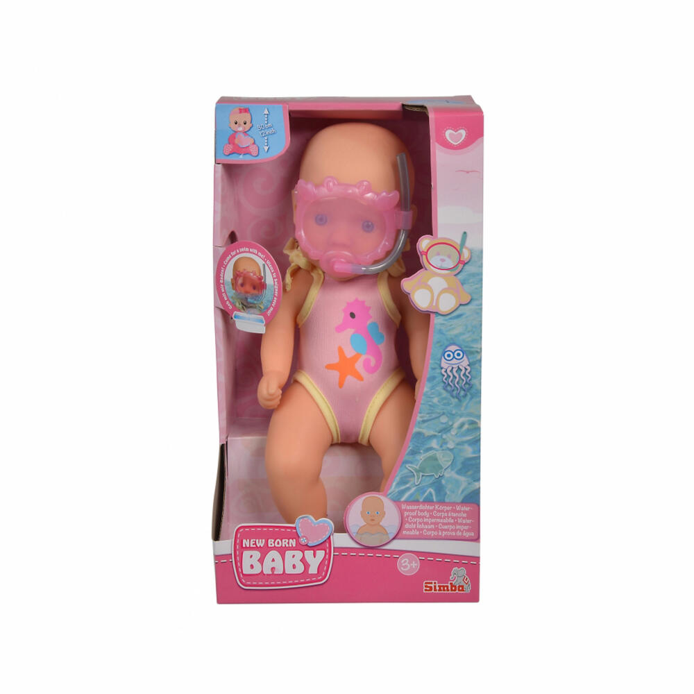 Simba New Born Baby Bath Doll, Doll, Baby Doll, Waterproof Body, 105030172