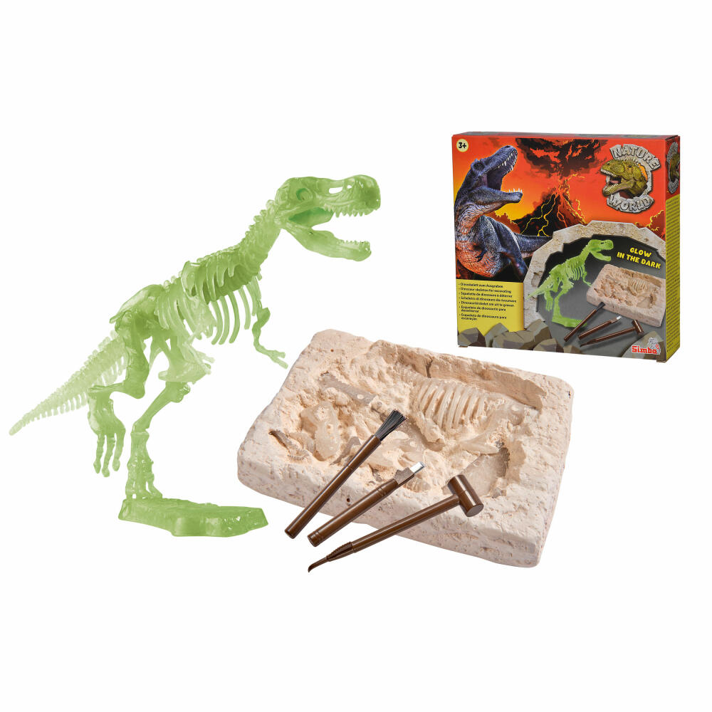 Simba Glow In The Dark T-Rex Excavation Set, Dinosaur, Dino Skeleton, Excavation, Toy, from 3 Years, 104342403