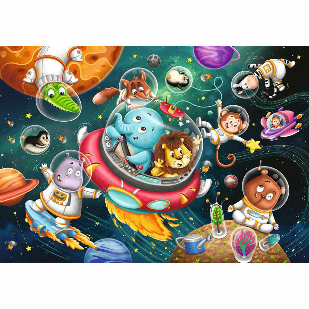 Ravensburger Animals in Space, 2 x 12 pieces, children's puzzle, children's puzzle, from 3 years, 12000857