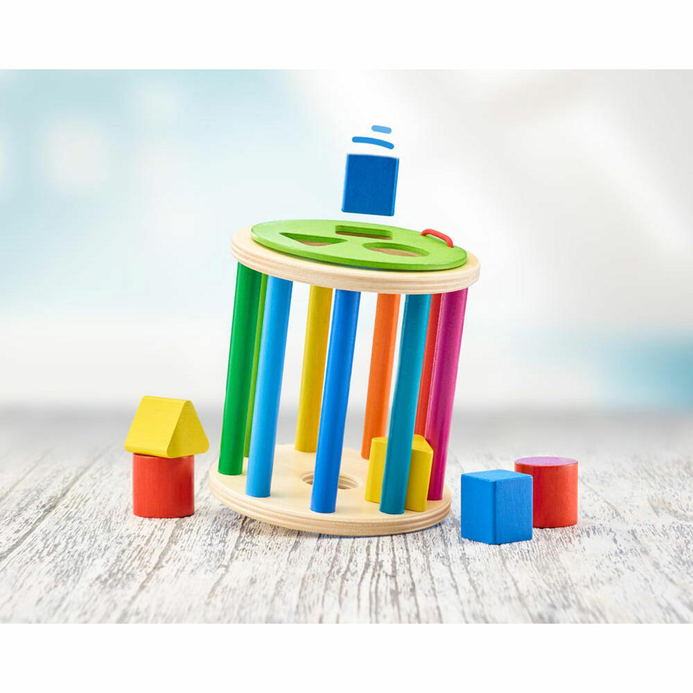 Selecta Spielzeug Sortierrolle, Sortier Rolle, Motorik, Kleinkindspiel, Kleinkindspielzeug, Holz, 13 cm, 62007