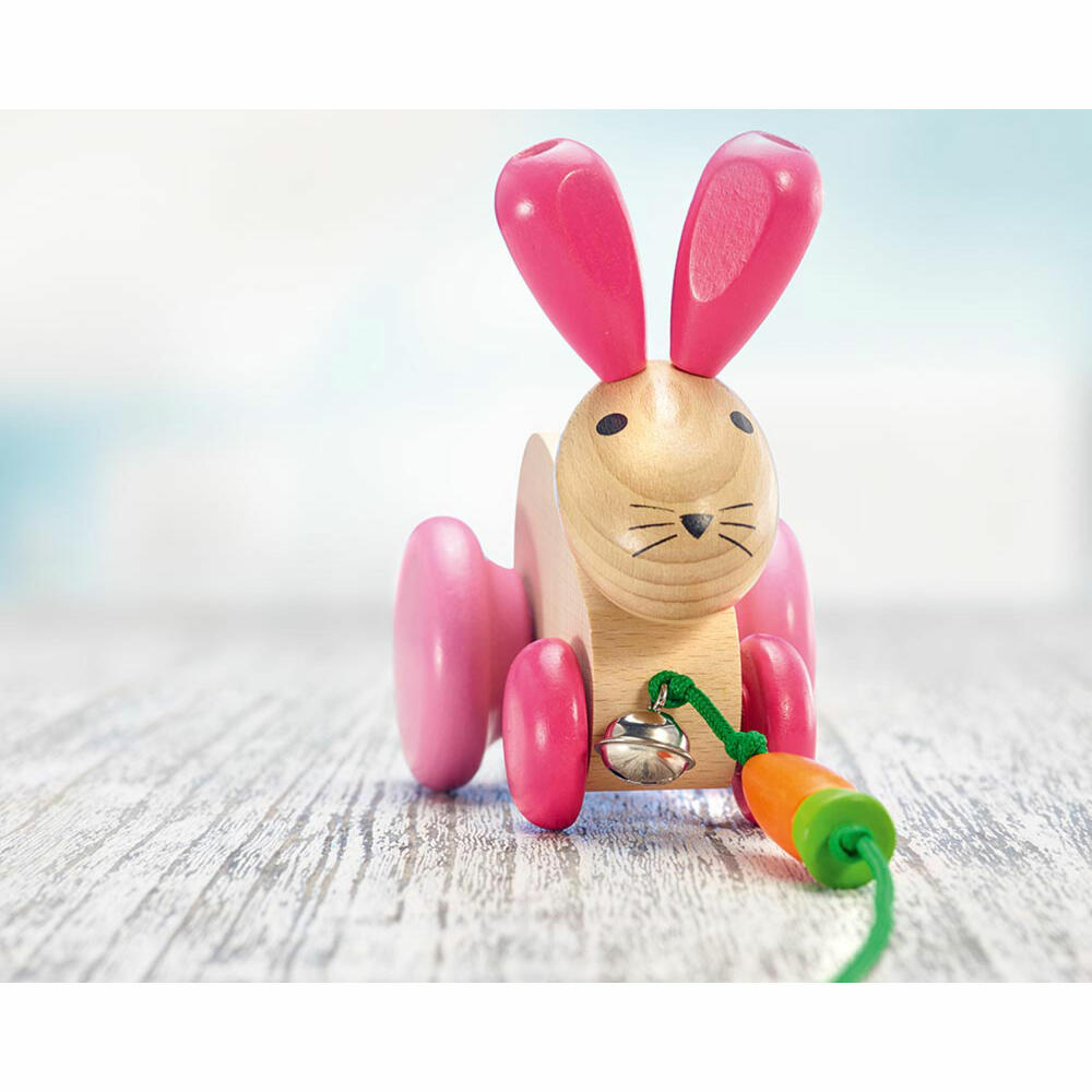 Selecta Spielzeug Hanna Hoppel pull-along rabbit, push toy, toddler game, toddler toy, wood, 13 cm, 62023
