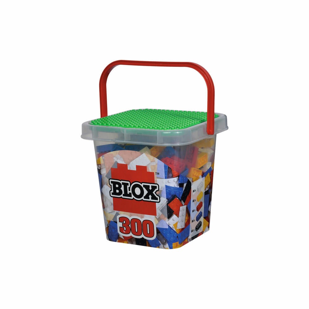 Simba Blox Bucket 300, 8-piece colored bricks in a can, building blocks, children's toys, 300 pieces, 104114202