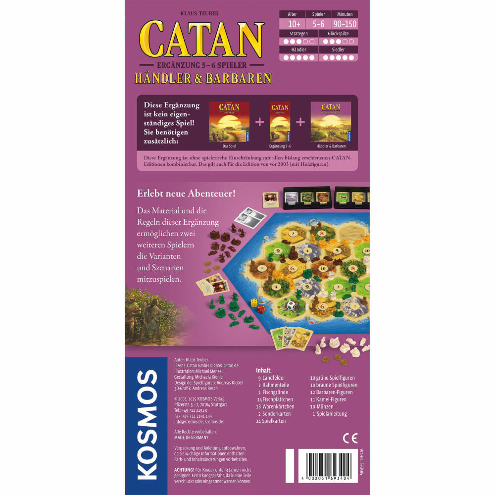 KOSMOS Catan - Supplement 5-6 players - Traders and Barbarians, Strategy game, Strategy and adventure, Game, from 10 years, 693404