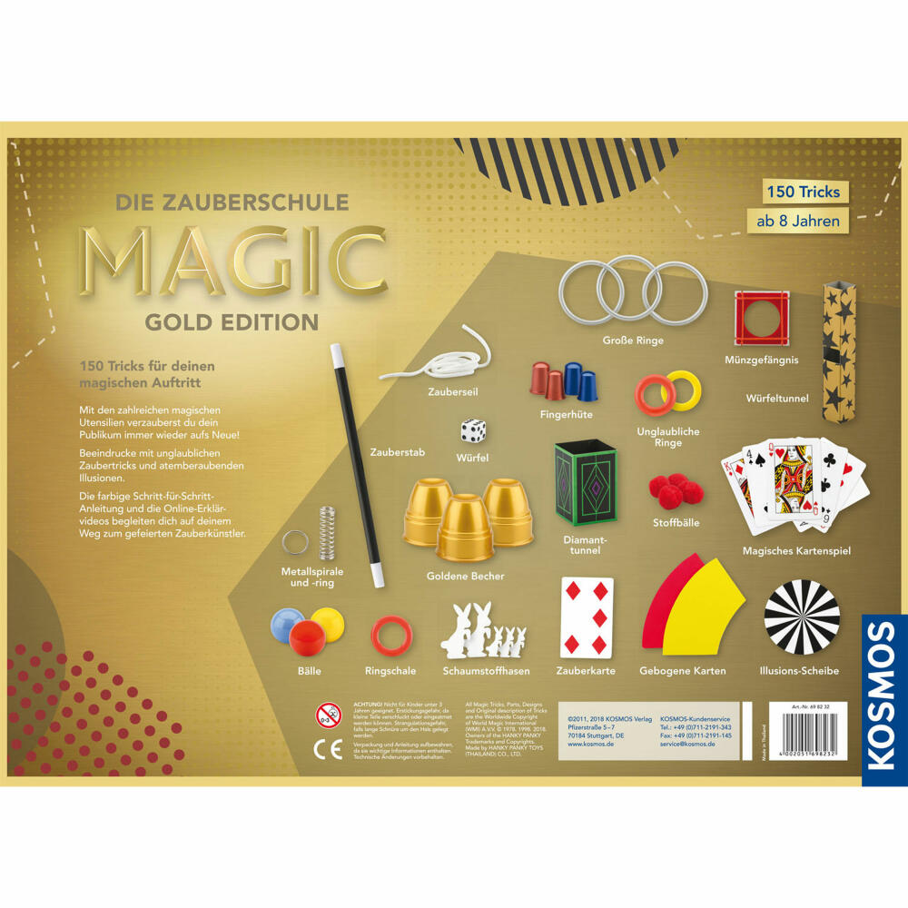 KOSMOS Magic The Magic School Magic Gold Edition, magic tricks, ages 8 and up, 698232