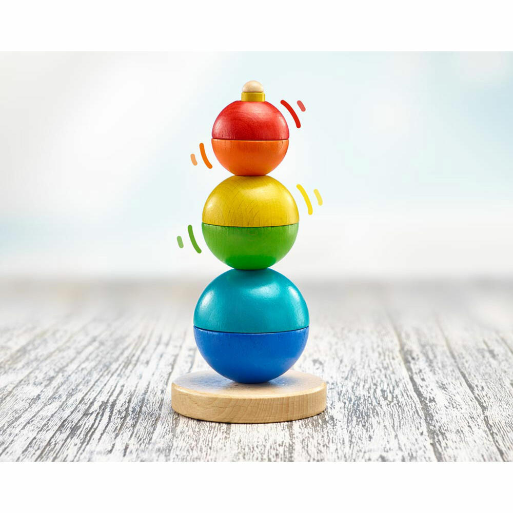 Selecta toy stacking tower ball, stacking tower, toddler game, toddler toy, wood, 16 cm, 62002