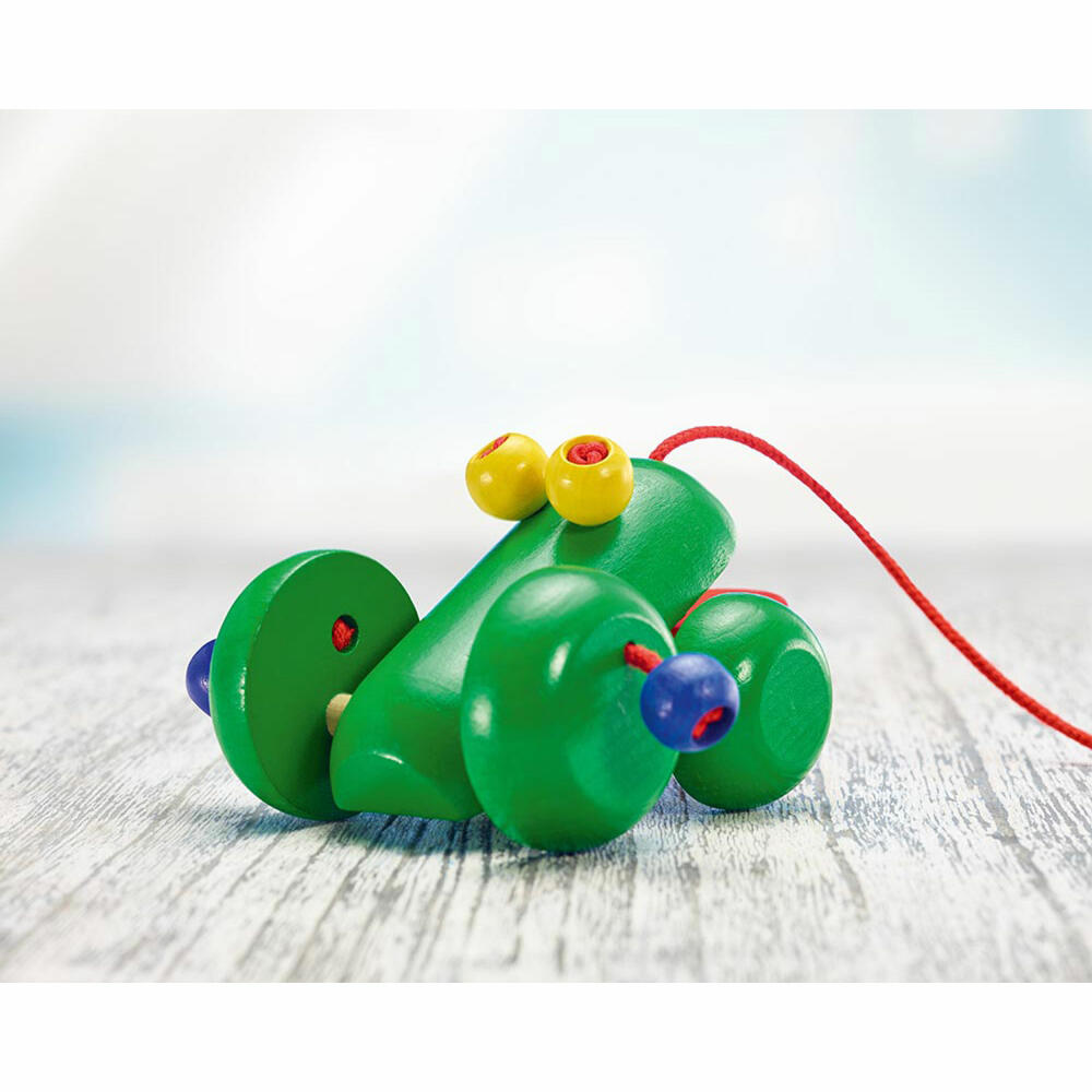 Selecta Spielzeug Ranolo pull-along frog, push toy, toddler game, toddler toy, wood, 11 cm, 62033