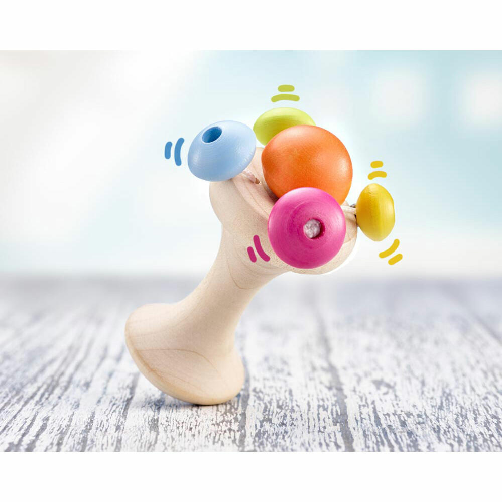 Selecta Spielzeug Carello Gripping Toy, Gripping Toy, Baby Game, Baby Toy, Wood, Orange, 12 cm, 61061