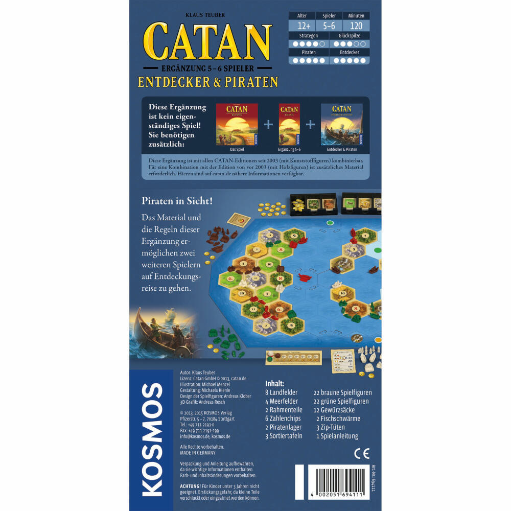KOSMOS Catan - Supplement 5-6 players - Explorers and Pirates, Strategy game, Strategy and Adventure, Game, from 12 years, 694111