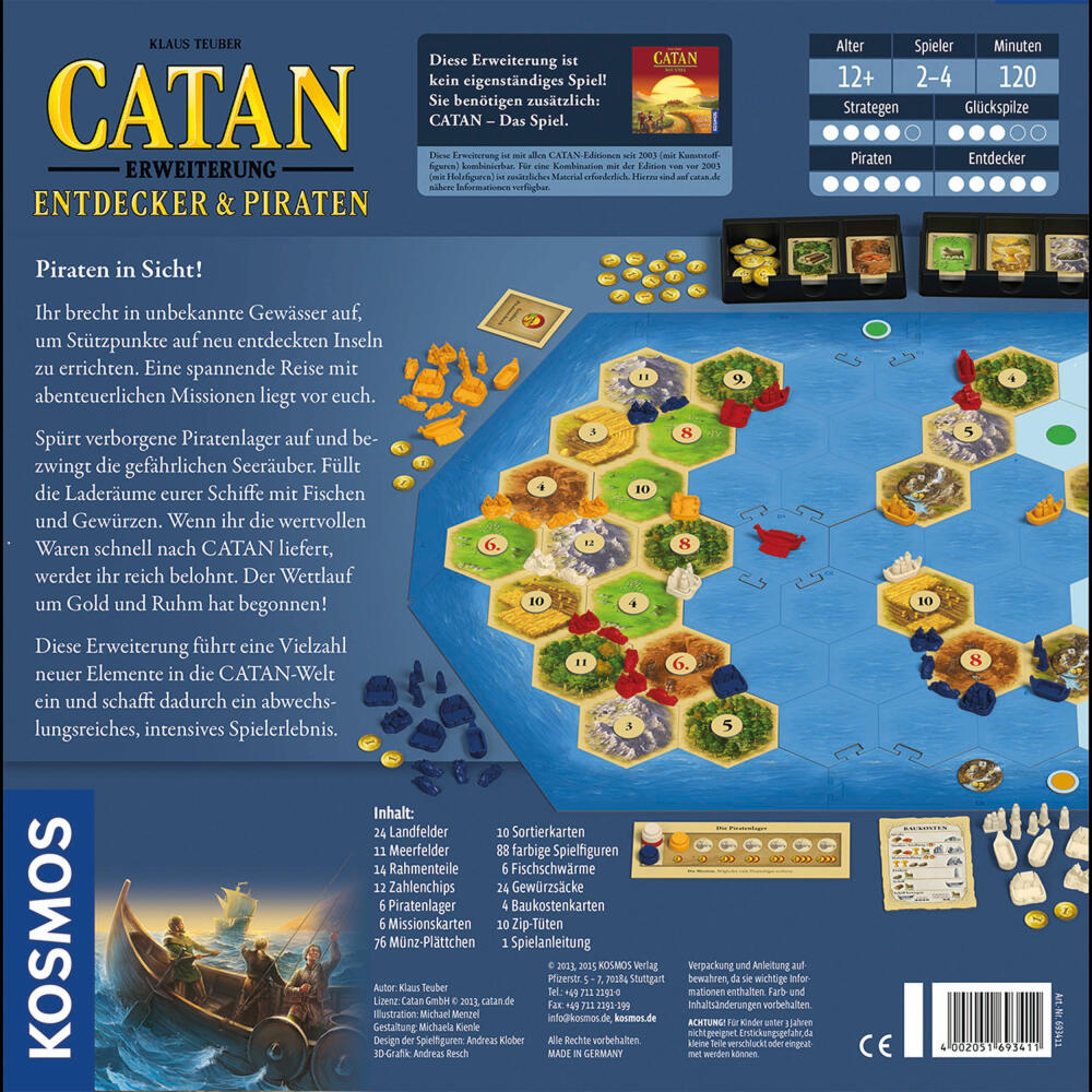 KOSMOS Catan - Expansion - Explorers & Pirates, Strategy Game, Strategy and Adventure, Game, Ages 12 and Up, 693411