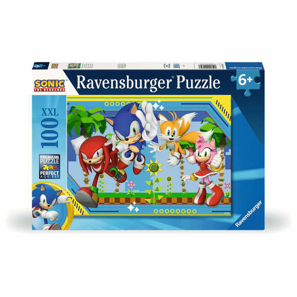 Ravensburger Nothing can stop Sonic, 100 pieces XXL, children's puzzle, children's puzzle, from 6 years, 12001134