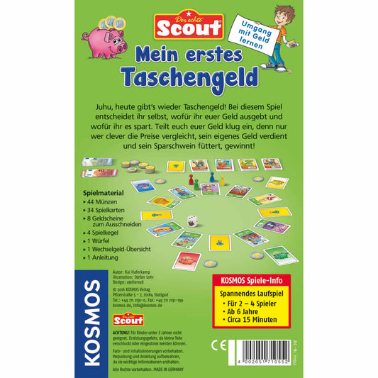 KOSMOS Kinderspiele Scout Mein erstes Taschengeld, Umgang mit Geld lernen, Spiel, ab 6 Jahren, 710552