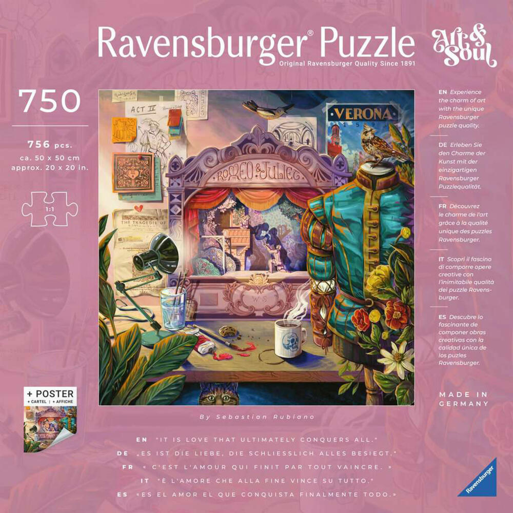 Ravensburger Art&Soul Romeo & Juliet, 750 Teile, Erwachsenenpuzzle, Puzzle für Erwachsene, 12000997