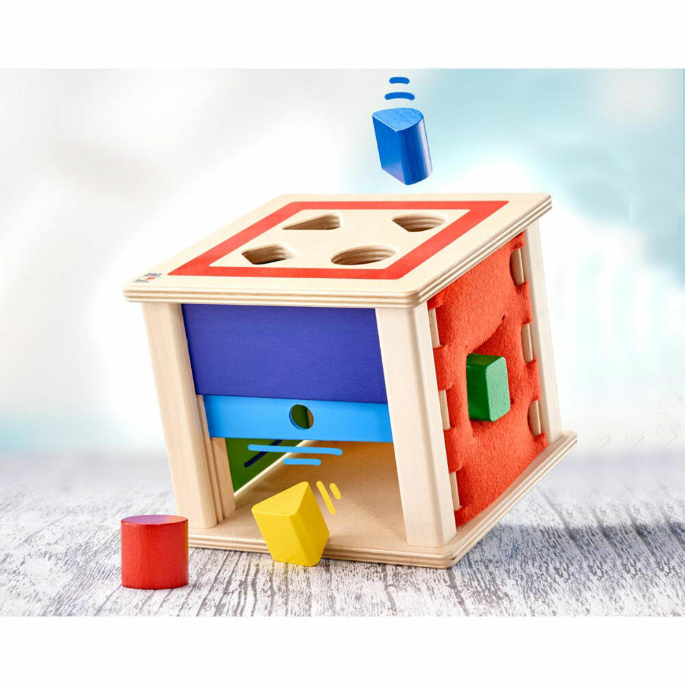Selecta Spielzeug Varianto sorting box, motor skills, toddler game, toddler toy, wood, 15 cm, 62019