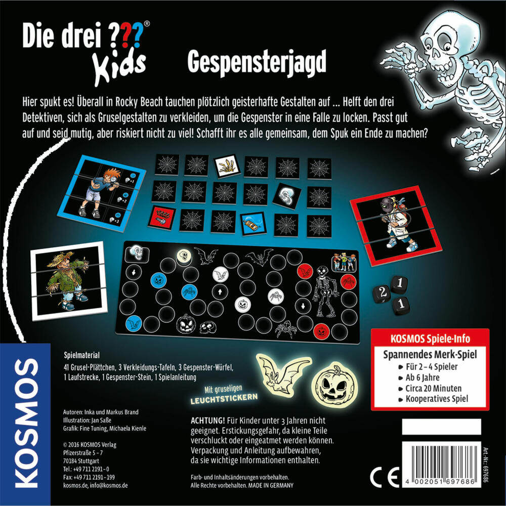 KOSMOS Kinderspiele Die drei ??? Kids - Gespensterjagd, Memo-Spiel, Detektivspiel, Detektiv Memo Spiel, ab 6 Jahren, 697686