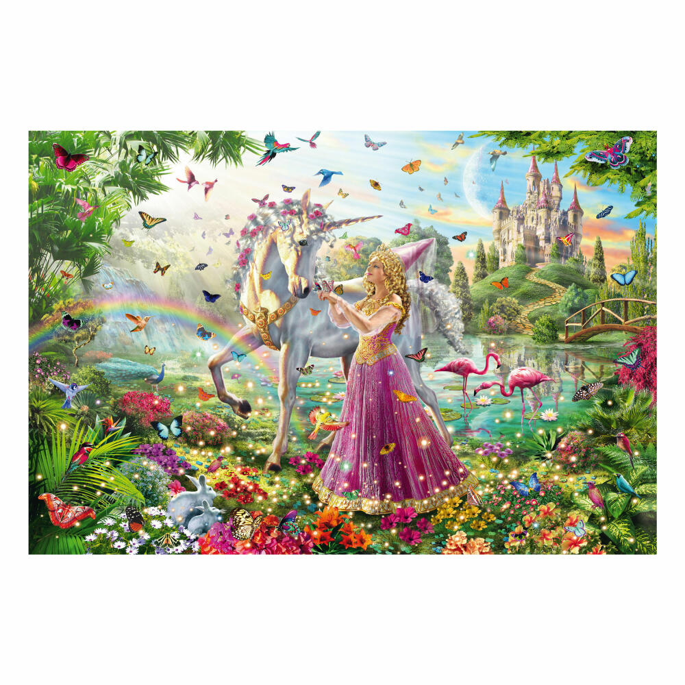 Schmidt Spiele Einhorn Schöne Fee im Zauberwald, Kinderpuzzle, 200 Teile, Puzzle, Puzzlespiel, Ab 8 Jahren, 56197