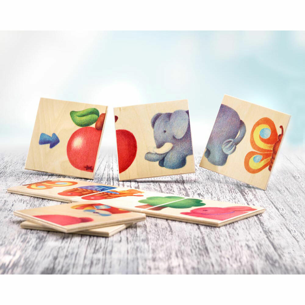 Selecta toy picture chain game, 8 pcs., picture chain, toddler game, toddler toy, wood, 10 cm, 62006