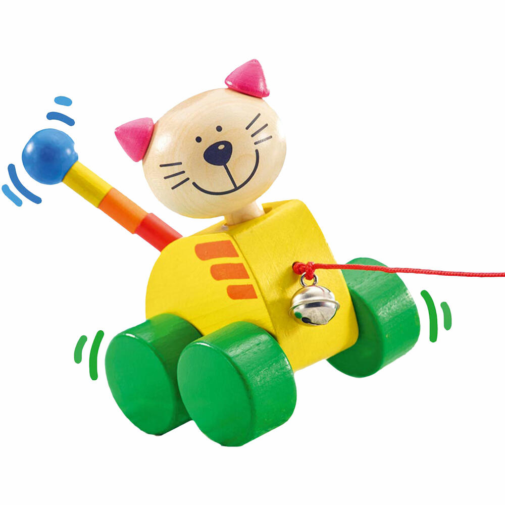 Selecta Toys Tinka Pull-Along Cat, Push Toy, Toddler Game, Toddler Toy, Wood, 12 cm, 62035