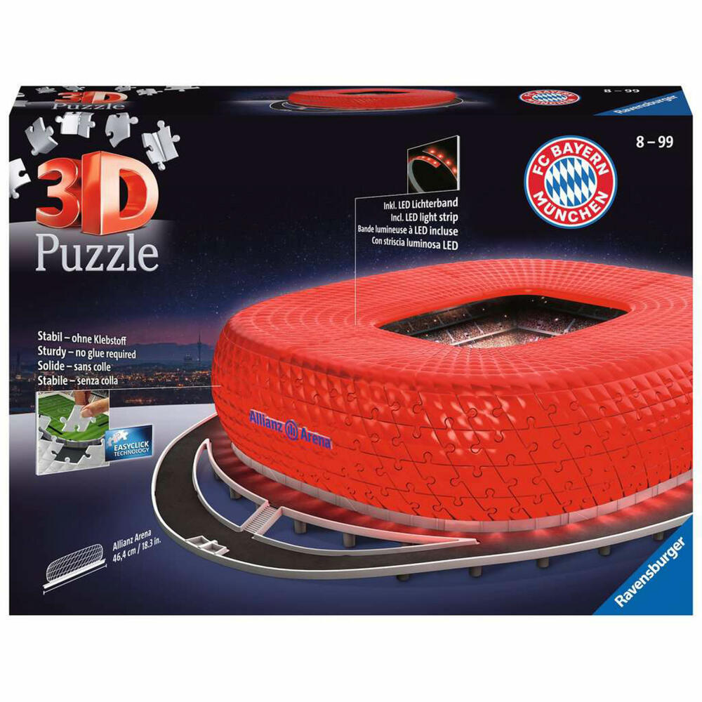 Ravensburger 3D Puzzle Allianz Arena at Night, three-dimensional puzzle, 216 pieces, 12530