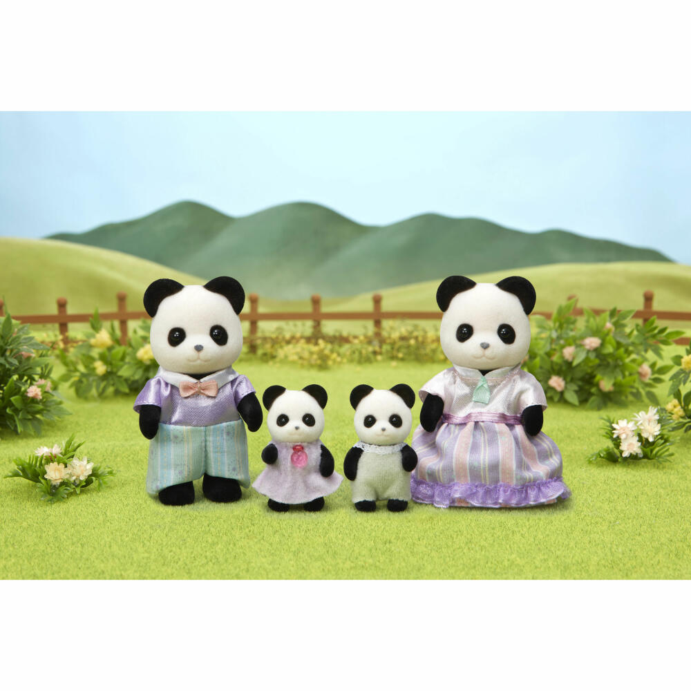 Sylvanian Families Panda Family, Toy Figure, Game Figure, Mother, Father, Figures, Families, 5529