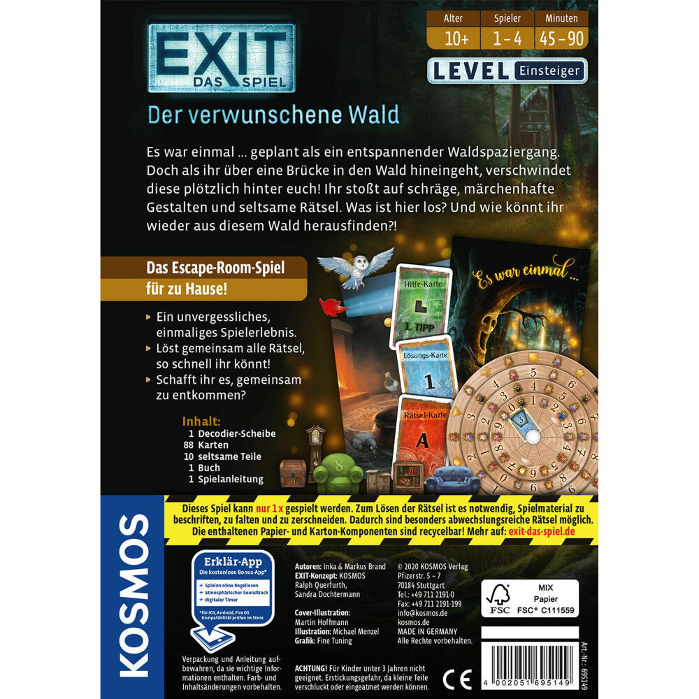 KOSMOS EXIT Das Spiel - Der verwunschene Wald, Escape Game, Spiel, Familienspiel, ab 10 Jahren, 695149