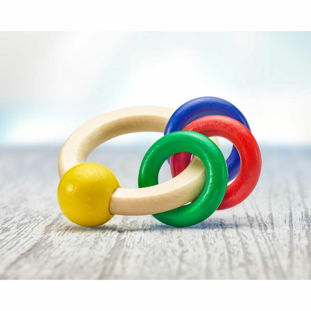 Selecta Spielzeug Girondo Grasping Toy Round, Rattle, Baby Game, Baby Toy, Wood, 10 cm, 61036