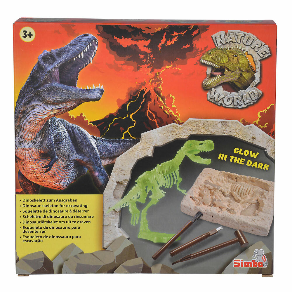 Simba Glow In The Dark T-Rex Excavation Set, Dinosaur, Dino Skeleton, Excavation, Toy, from 3 Years, 104342403