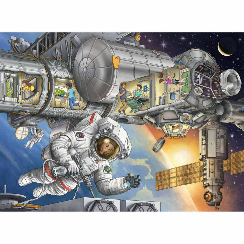 Ravensburger children's puzzle Why? How? What for? On the space station, children's puzzle, puzzles, 100 pieces XXL, from 6 years, 13366