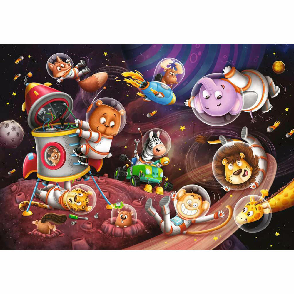 Ravensburger Animals in Space, 2 x 12 pieces, children's puzzle, children's puzzle, from 3 years, 12000857