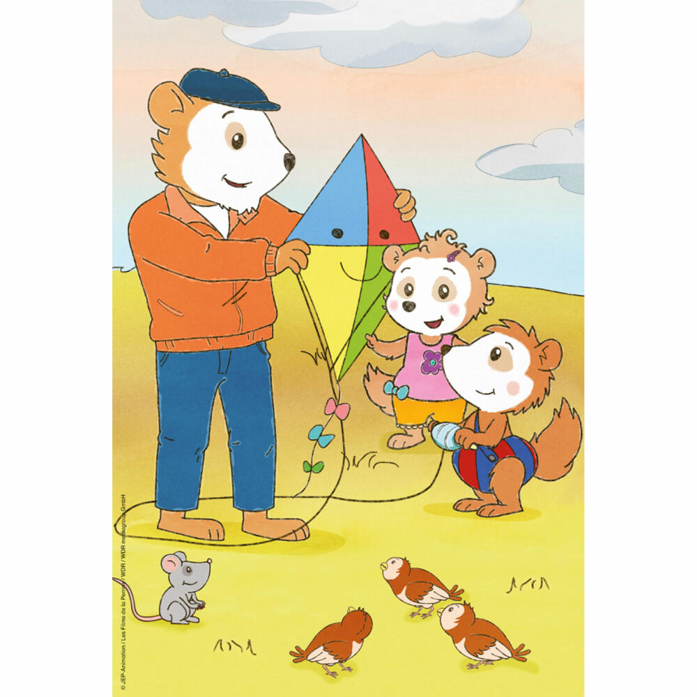 Schmidt Spiele Bobo Siebenschläfer Auf ins Abenteuer, Kinderpuzzle, Kinder Puzzle, Kinderpuzzles, 3 x 48 Teile, 56415