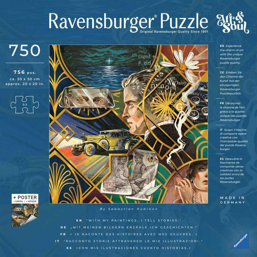 Ravensburger Art&Soul The Great Gatsby, 750 Teile, Erwachsenenpuzzle, Puzzle für Erwachsene, 12000996