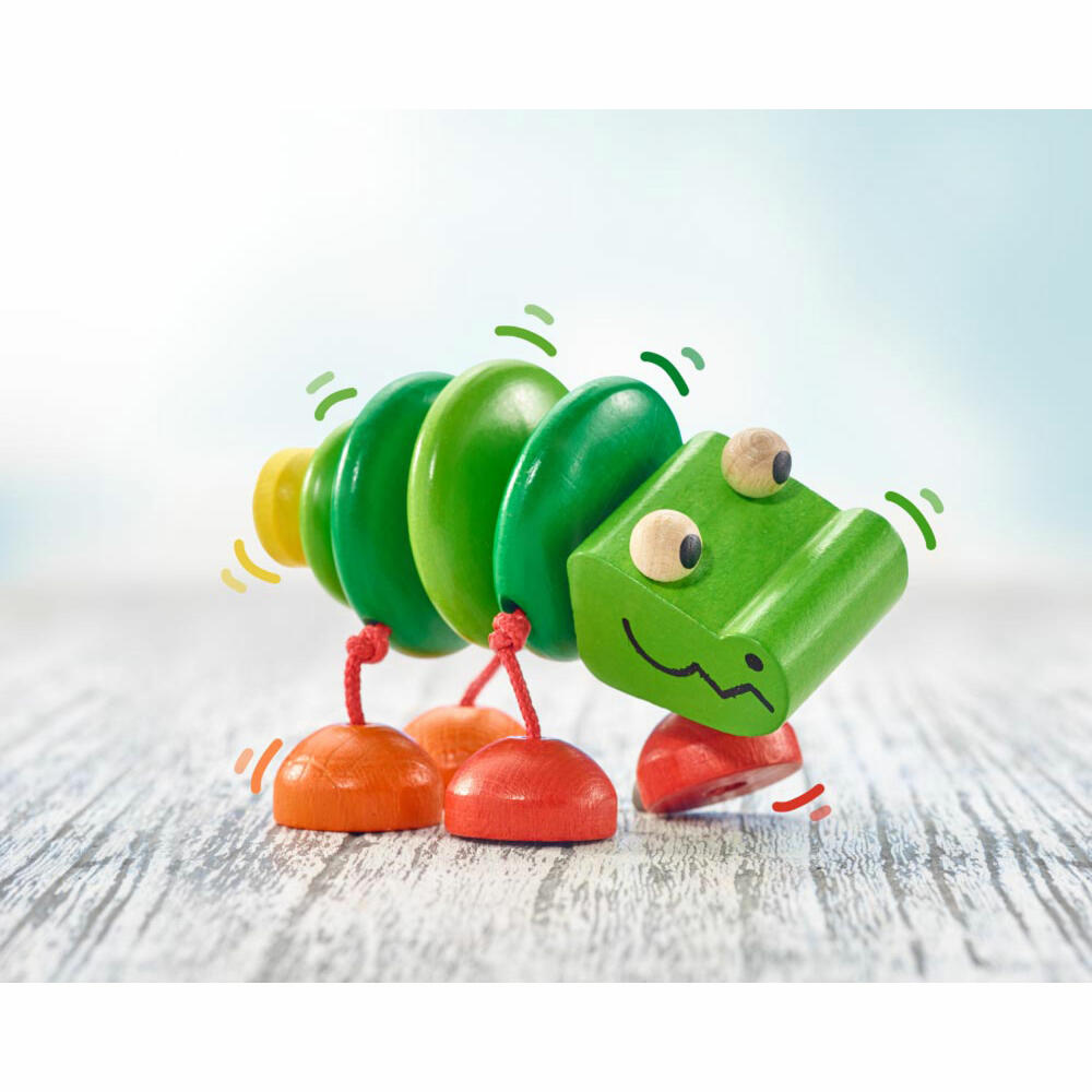 Selecta toy rattle crocodile, game figure, baby game, baby toy, wood, 10 cm, 61044