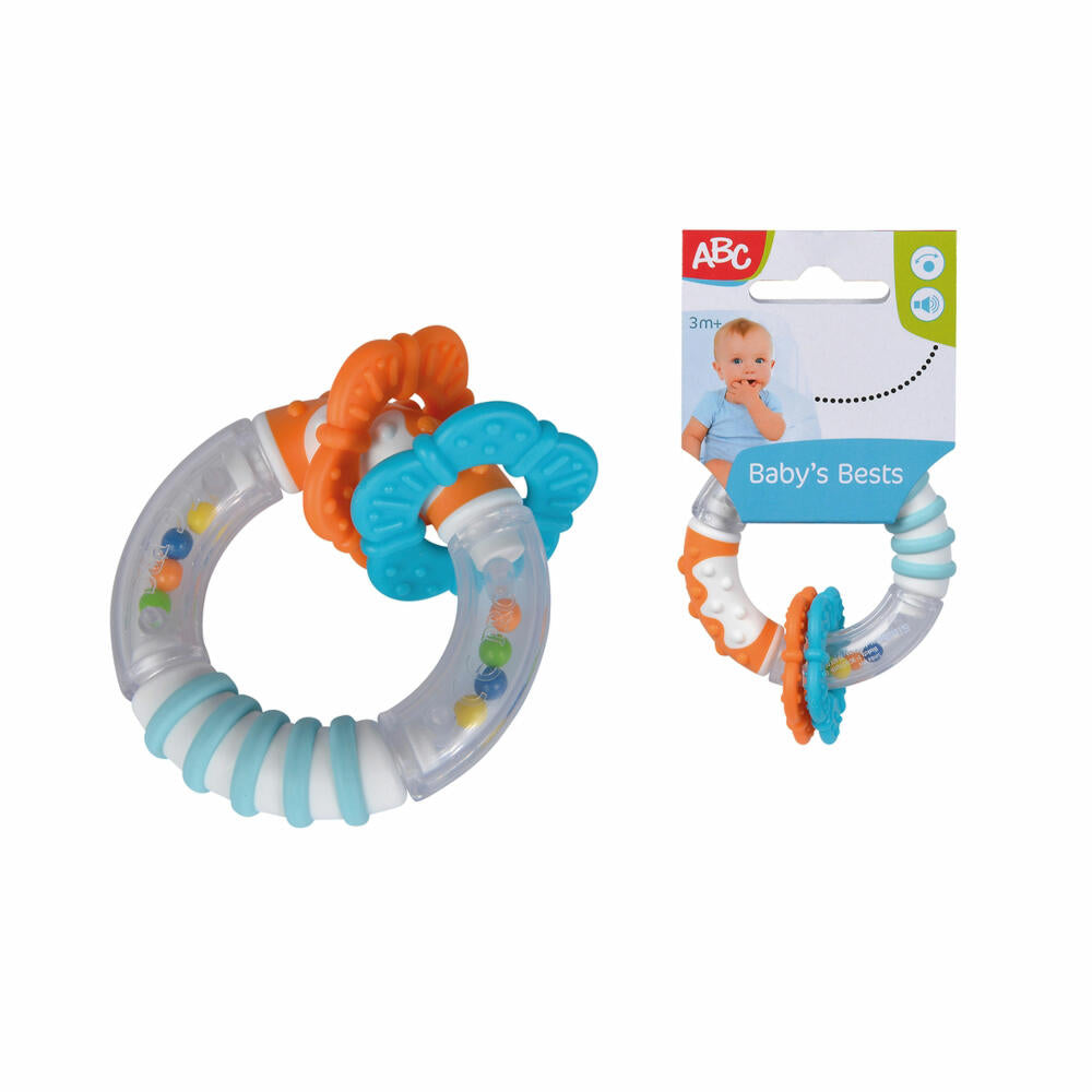 Simba ABC Touch ring rattle, grasping toy, teething ring, rattle, ring, baby toy, baby toy, from 3 months, 104010178