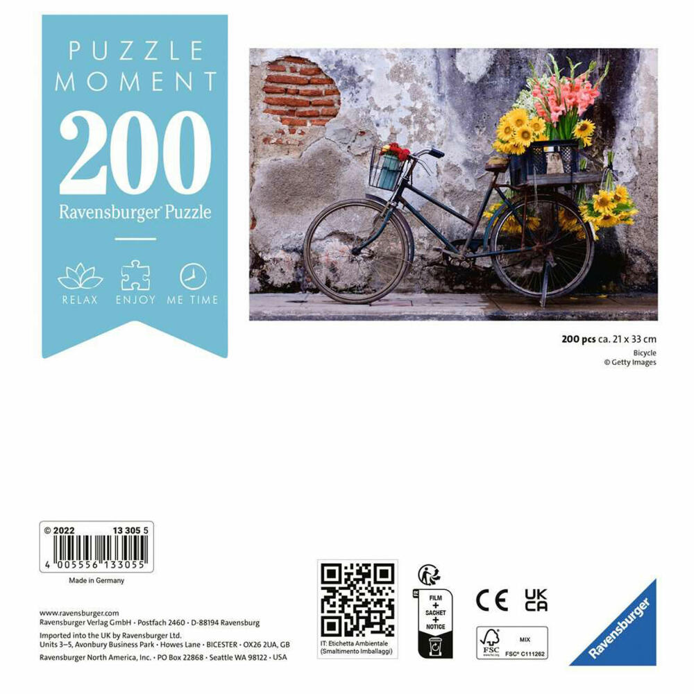 Ravensburger Puzzle Moment Bicycle, Erwachsenenpuzzle, Kurzpuzzle, 200 Teile, 13305