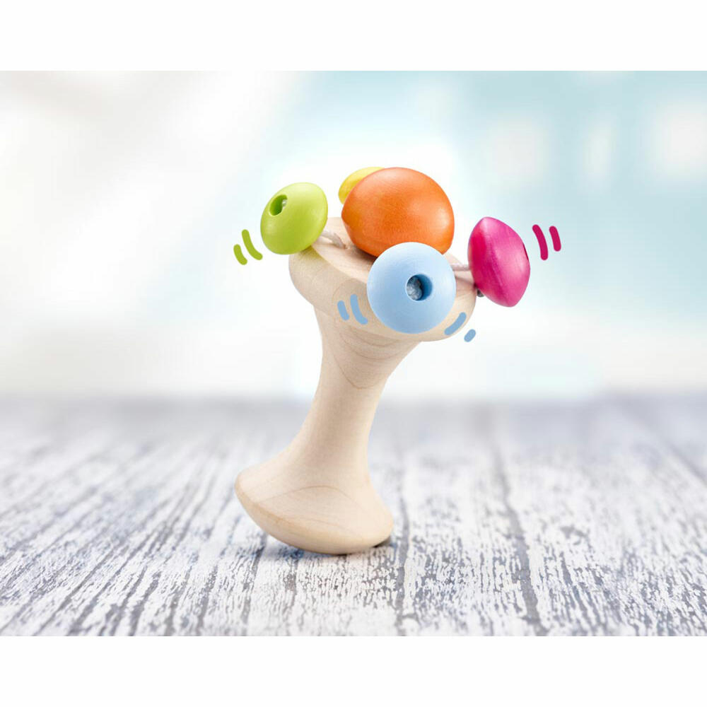 Selecta Spielzeug Carello Gripping Toy, Gripping Toy, Baby Game, Baby Toy, Wood, Orange, 12 cm, 61061