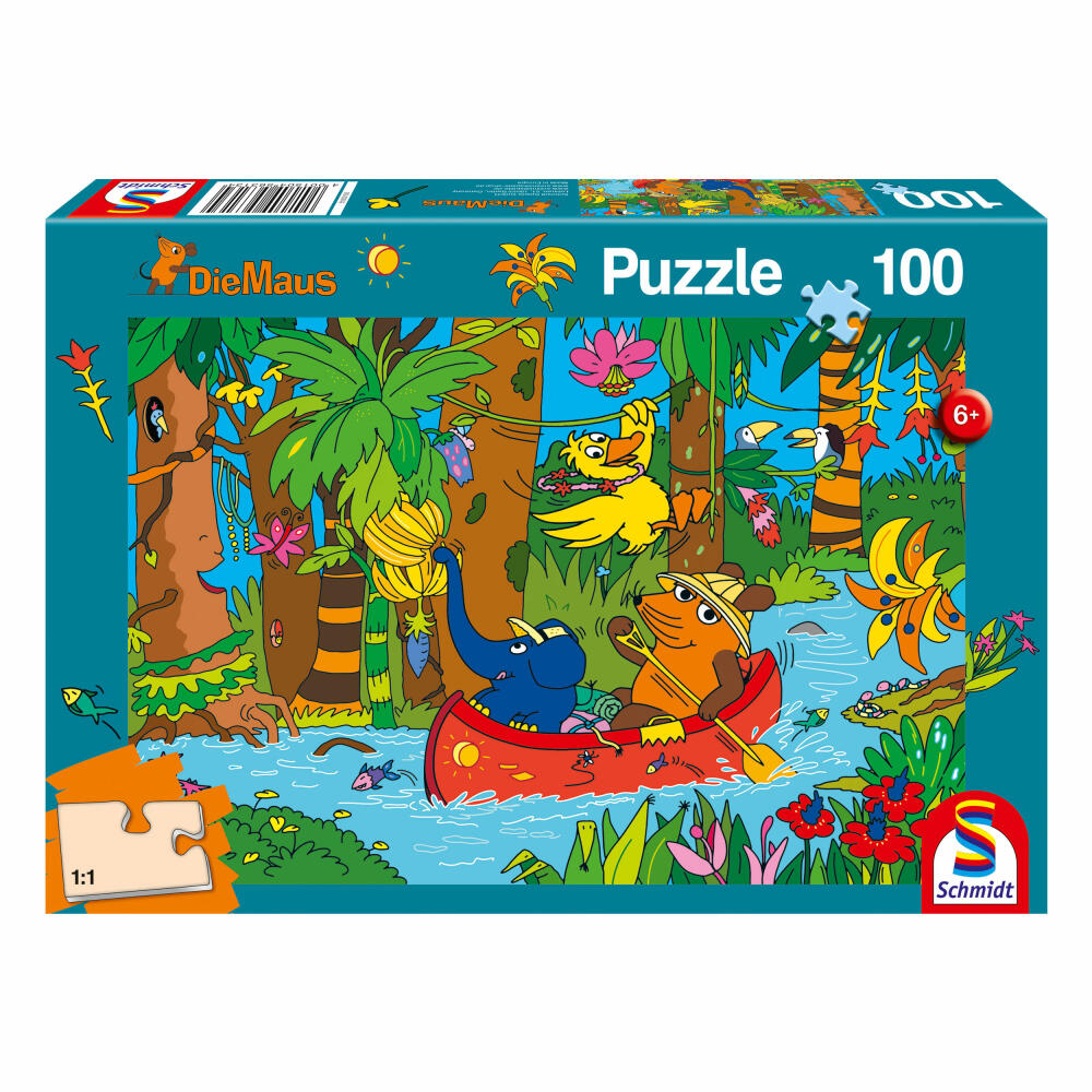 Schmidt Spiele The Mouse in the Jungle, 100 pieces, children's puzzle, children's puzzle, plug-in puzzle, 56313