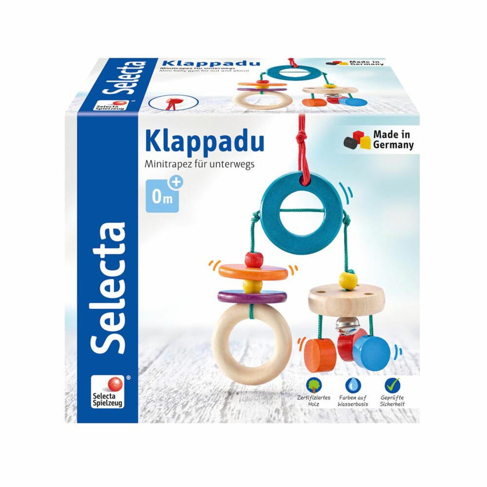 Selecta toy Klappadu mini trapeze, play equipment, baby game, baby toy, wood, 19 cm, 61045