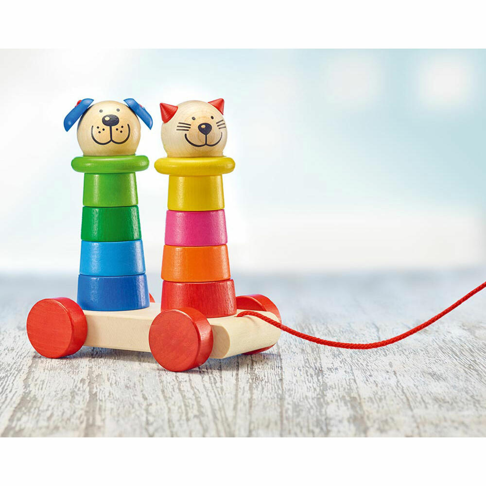 Selecta Spielzeug Filino pull-along + stack, push toy, toddler game, toddler toy, wood, 15 cm, 62018
