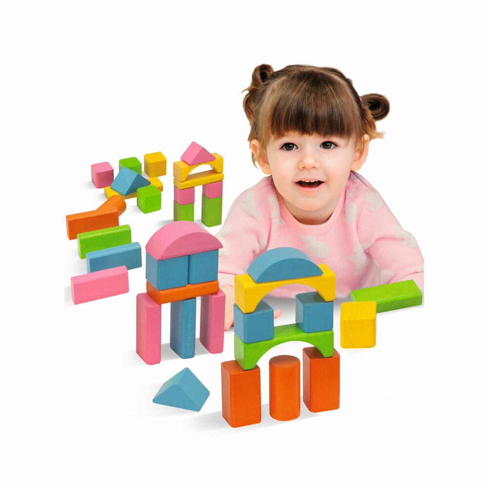 Eichhorn Colorful Wooden Building Blocks, 75 pcs., Building Blocks, Construction Toys, Wooden Toys, Wooden Toys, 100088011
