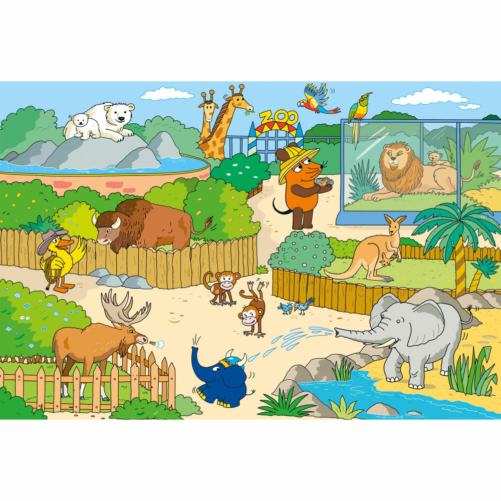 Schmidt Spiele Kinderpuzzle Die Maus Im Zoo, Kinder Puzzle, Legespiel, Ab 5 Jahre, 56349