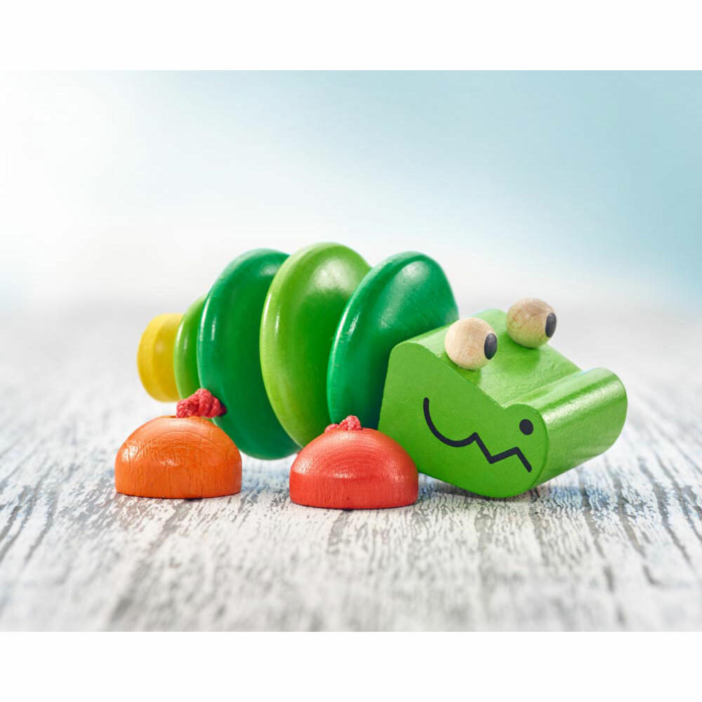 Selecta toy rattle crocodile, game figure, baby game, baby toy, wood, 10 cm, 61044