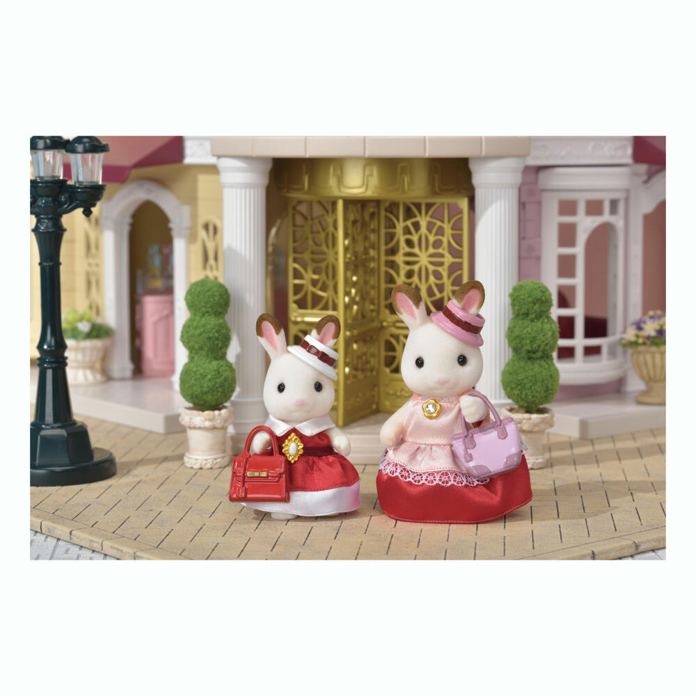 Sylvanian Families Town Series Chocolate Bunny Fashion Set, Mother Flora, Daughter Luna, Rabbit, Toy, 6001
