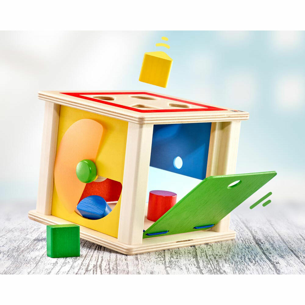 Selecta Spielzeug Varianto sorting box, motor skills, toddler game, toddler toy, wood, 15 cm, 62019