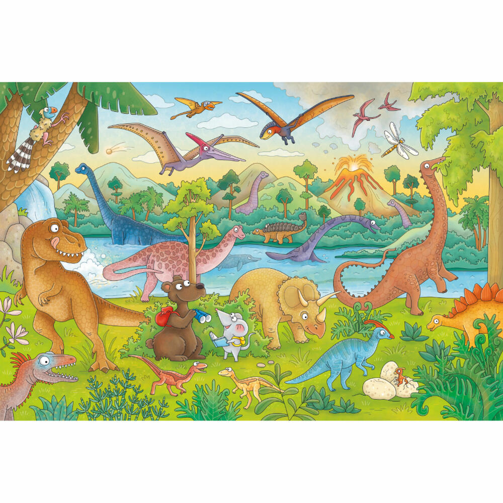 Schmidt Spiele Mauseschlau & Bärenstark Reise in die Urzeit, mit Add-on, Kinderpuzzle, Kinder Puzzle, Kinderpuzzles, 60 Teile, 56411