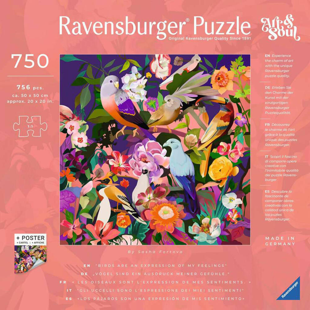Ravensburger Art&Soul Bird watching, 750 Teile, Erwachsenenpuzzle, Puzzle für Erwachsene, 12000998