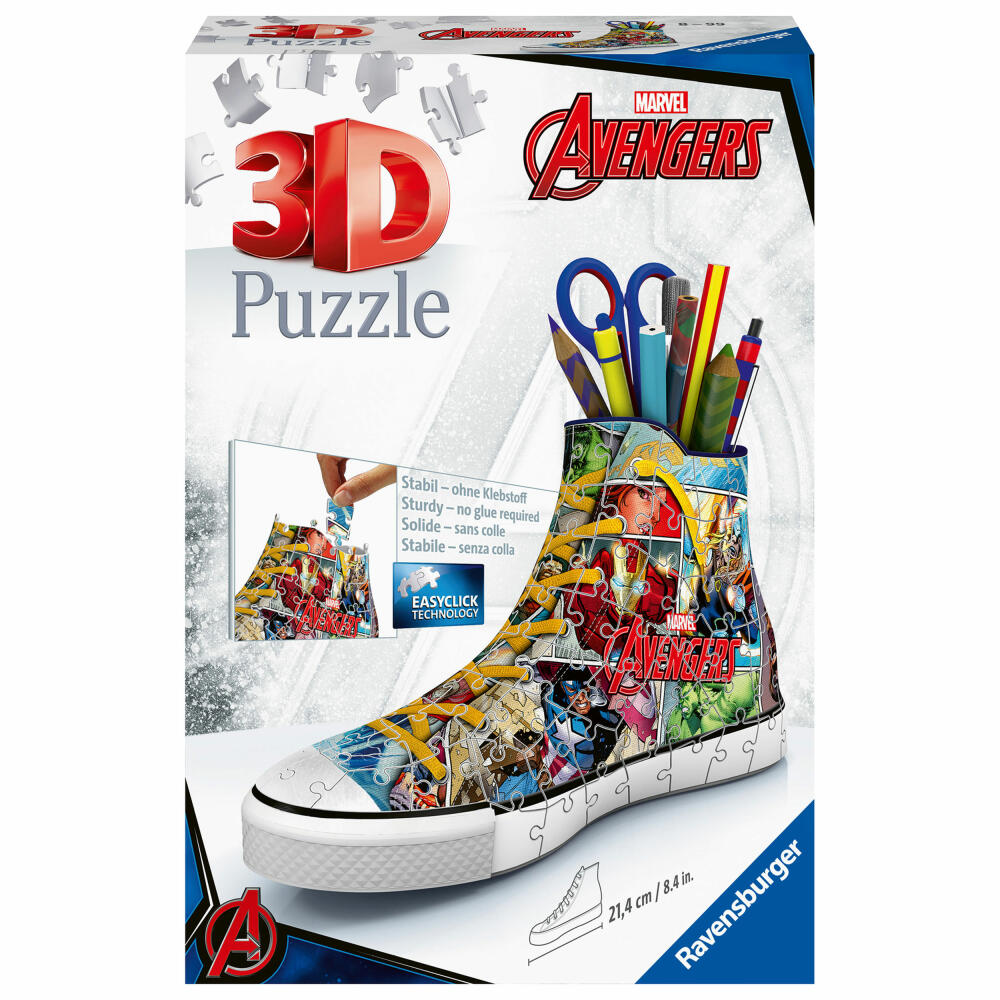 Ravensburger 3D-Puzzle Sneaker Avengers, 3D Puzzle, Kinderpuzzle, Dekoration, 108 Teile, 12113
