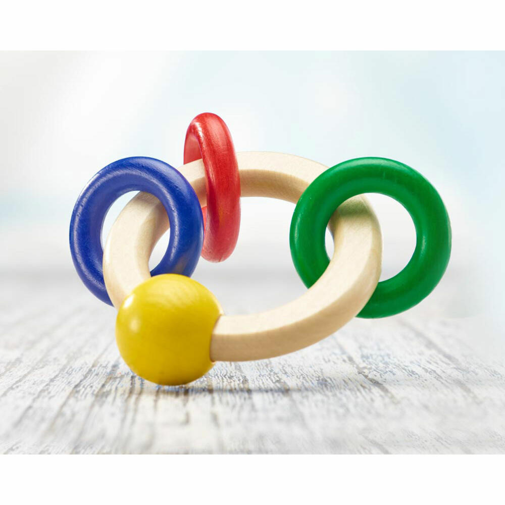 Selecta Spielzeug Girondo Grasping Toy Round, Rattle, Baby Game, Baby Toy, Wood, 10 cm, 61036