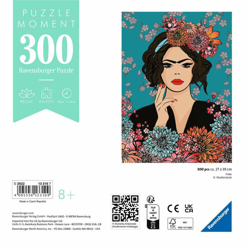 Ravensburger Puzzle Moment Frida, Erwachsenenpuzzle, Kurzpuzzle, 300 Teile, 13310