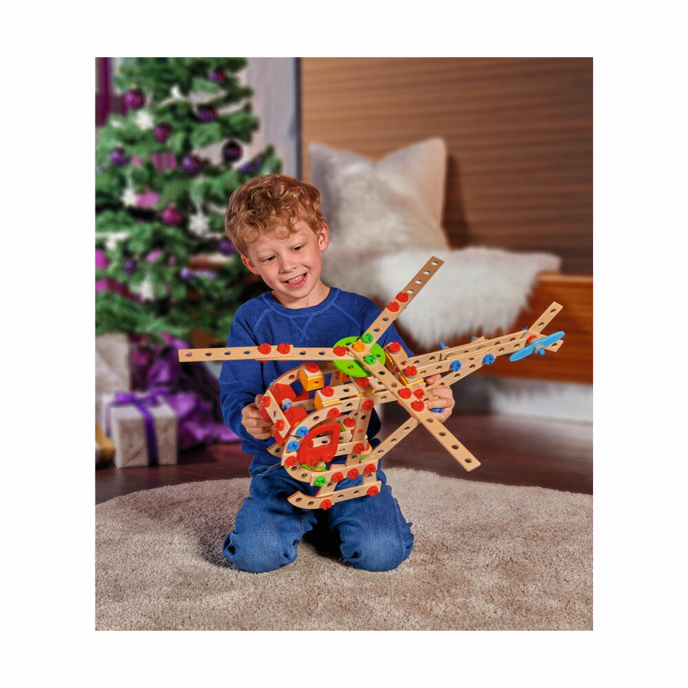 Eichhorn Constructor Helicopter Set, 225 pcs., Construction Kit, Building Set, Fighter Jet, Children's Toy, Wood, 100039098