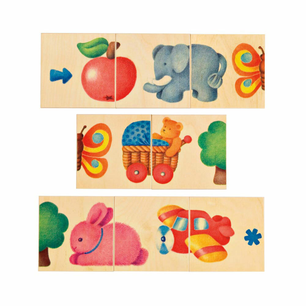 Selecta toy picture chain game, 8 pcs., picture chain, toddler game, toddler toy, wood, 10 cm, 62006