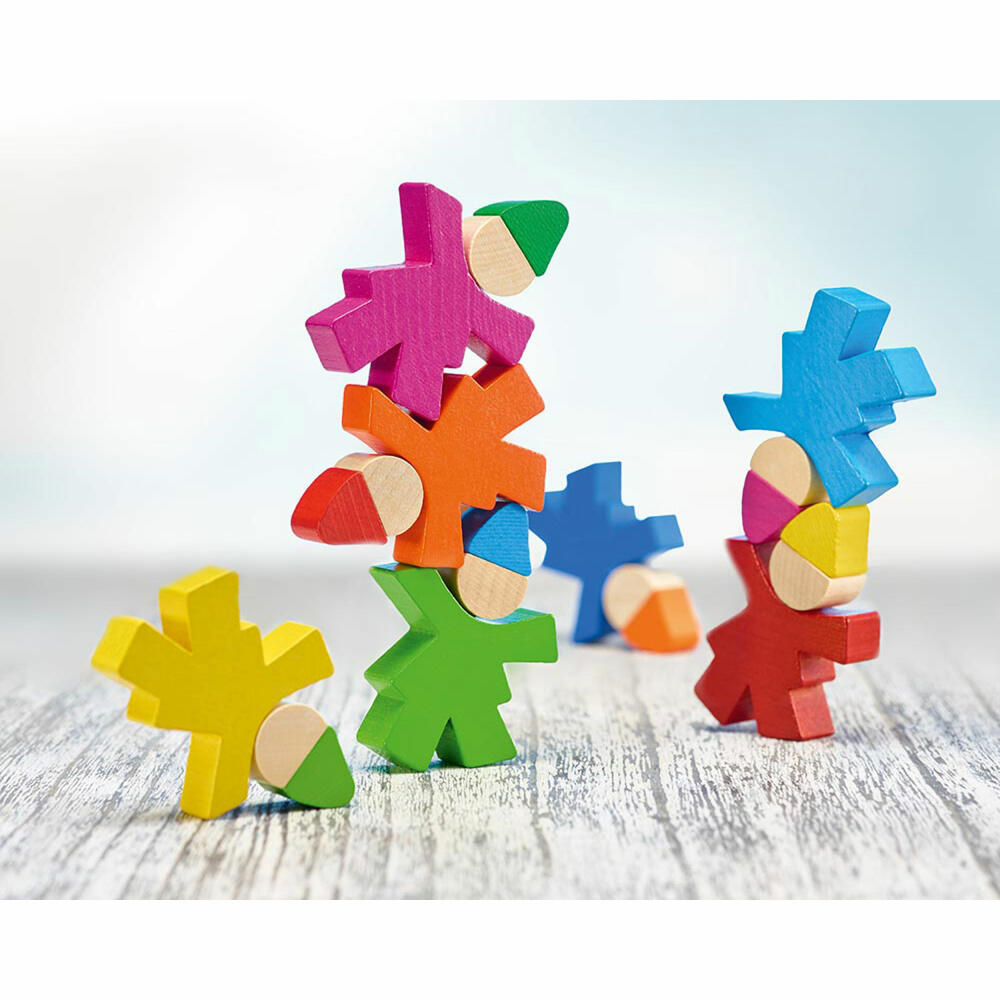 Selecta toy dwarf stack, 7 pcs., stacking game, toddler game, toddler toy, wood, 14 cm, 62039